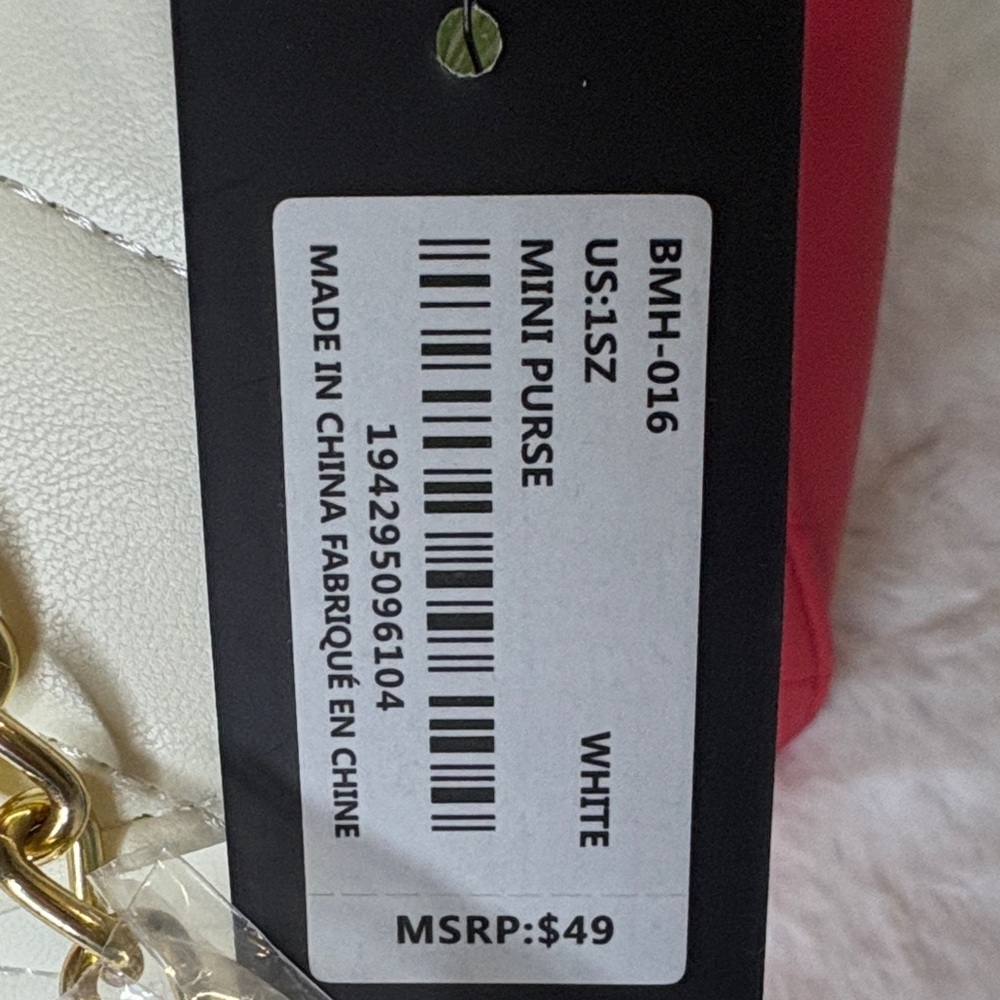 Badgley Mischa Red Quilted Tote with Gold Accents & Mini White Purse Charm - Picture 8 of 9